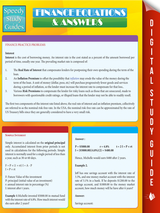 Title details for Finance Equations & Answers by Speedy Publishing - Available
